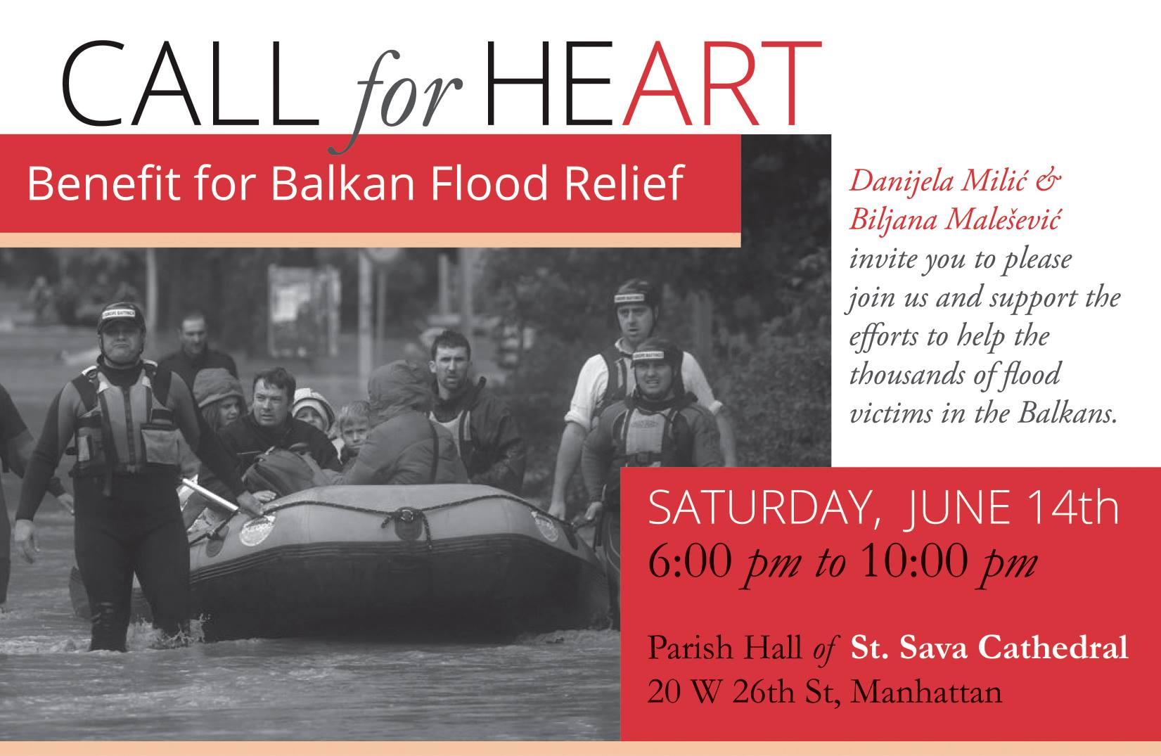Flood Relief Benefit Night – Saturday, June 14, Saint Sava Church Hall
