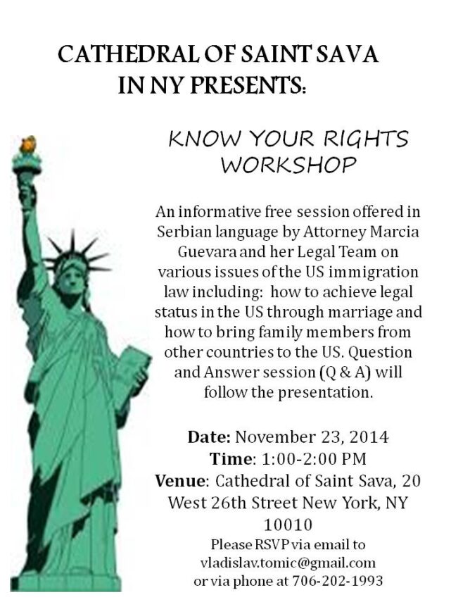 <!--:en-->Know Your Rights Workshop – Sunday, November 23, 2014<!--:--><!--:SR-->Предавање о имиграционим правима у САД-у<!--:-->