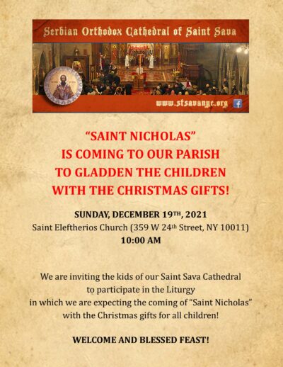 “SAINT NICHOLAS” IS GIVING THE CHRISTMAS GIFTS TO THE CHILDREN!