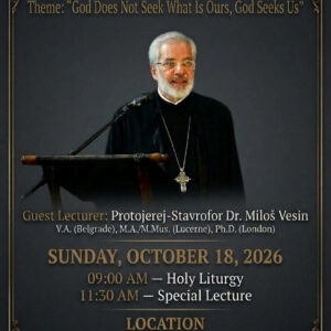 Protojerej-Stavrofor Dr Milos Vesin lecturer at the St. Sava Cathedral